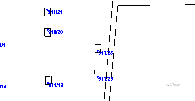 Parcela st. 911/25 v KÚ Hodkovičky, Katastrální mapa