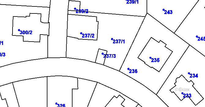 Parcela st. 237/3 v KÚ Hodkovičky, Katastrální mapa