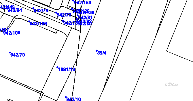 Parcela st. 89/4 v KÚ Hodkovičky, Katastrální mapa