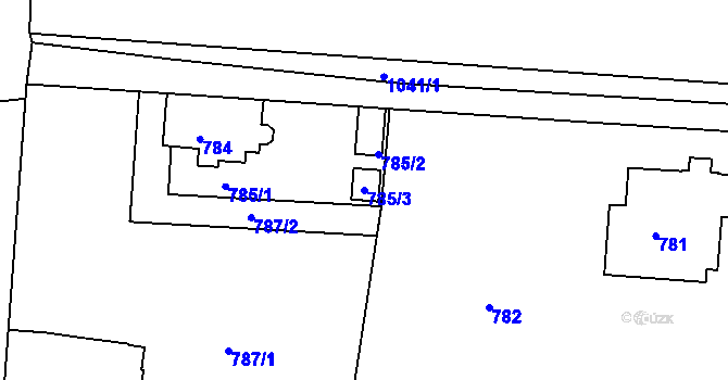 Parcela st. 785/3 v KÚ Hodkovičky, Katastrální mapa