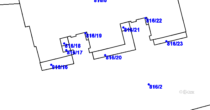 Parcela st. 816/20 v KÚ Hodkovičky, Katastrální mapa