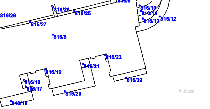 Parcela st. 816/22 v KÚ Hodkovičky, Katastrální mapa