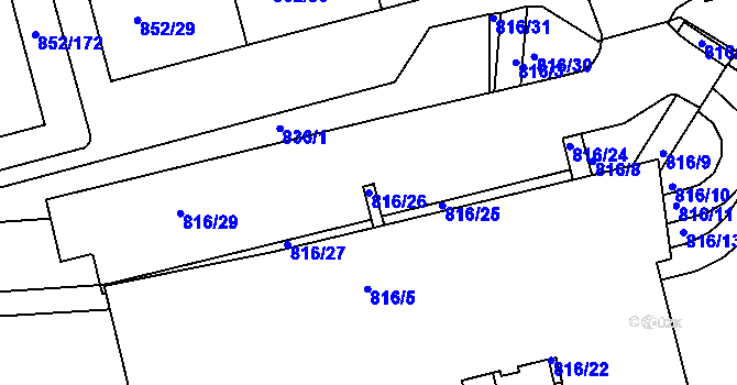 Parcela st. 816/26 v KÚ Hodkovičky, Katastrální mapa