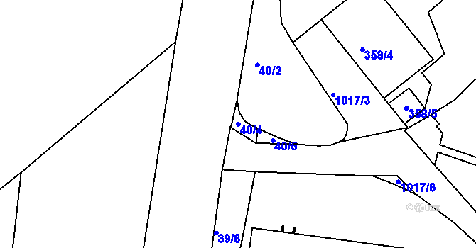 Parcela st. 40/4 v KÚ Hodkovičky, Katastrální mapa