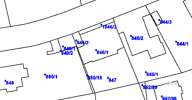 Parcela st. 846/1 v KÚ Hodkovičky, Katastrální mapa