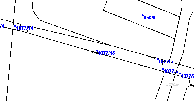 Parcela st. 1077/15 v KÚ Hodkovičky, Katastrální mapa