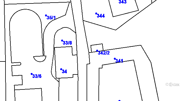 Parcela st. 342/2 v KÚ Hodkovičky, Katastrální mapa