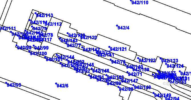 Parcela st. 942/72 v KÚ Hodkovičky, Katastrální mapa