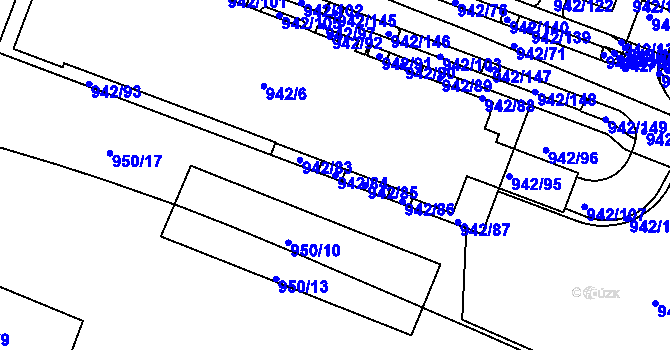 Parcela st. 942/84 v KÚ Hodkovičky, Katastrální mapa