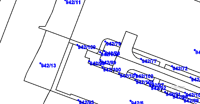 Parcela st. 942/104 v KÚ Hodkovičky, Katastrální mapa