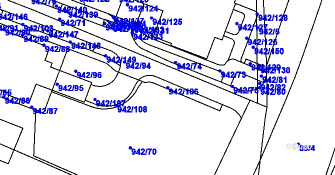 Parcela st. 942/106 v KÚ Hodkovičky, Katastrální mapa