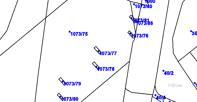 Parcela st. 1073/77 v KÚ Hodkovičky, Katastrální mapa