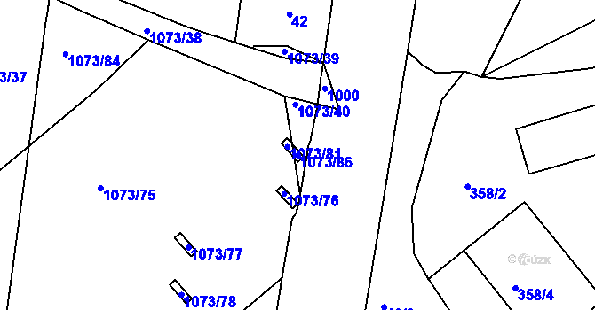 Parcela st. 1073/86 v KÚ Hodkovičky, Katastrální mapa