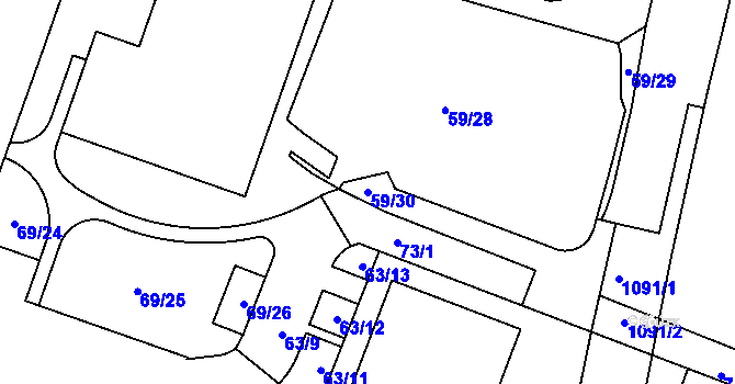 Parcela st. 59/30 v KÚ Hodkovičky, Katastrální mapa