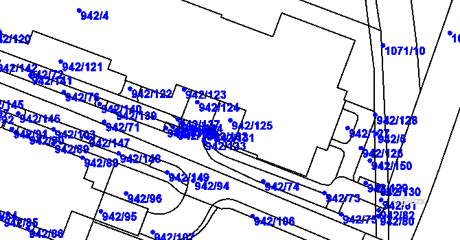 Parcela st. 942/125 v KÚ Hodkovičky, Katastrální mapa