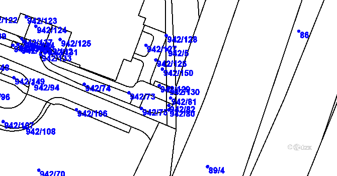 Parcela st. 942/130 v KÚ Hodkovičky, Katastrální mapa
