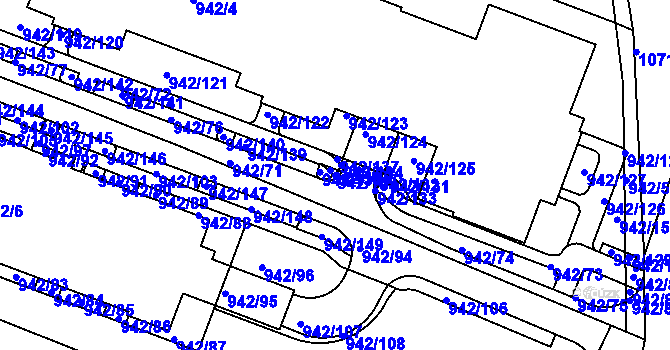 Parcela st. 942/135 v KÚ Hodkovičky, Katastrální mapa