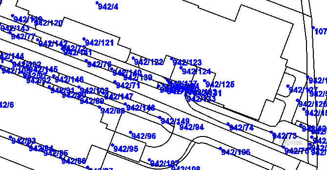 Parcela st. 942/138 v KÚ Hodkovičky, Katastrální mapa