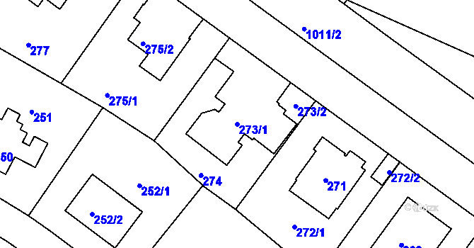 Parcela st. 273/1 v KÚ Hodkovičky, Katastrální mapa