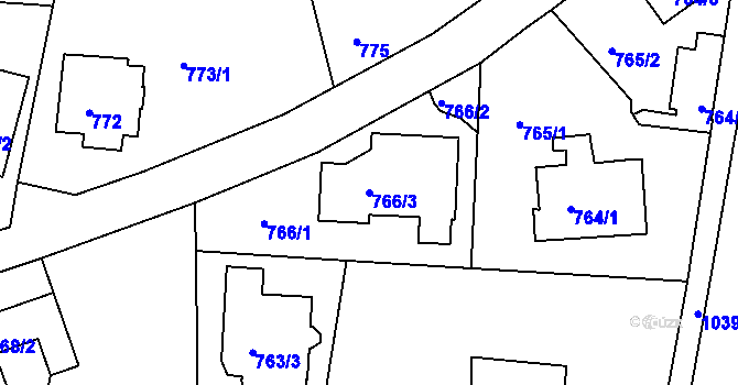 Parcela st. 766/3 v KÚ Hodkovičky, Katastrální mapa