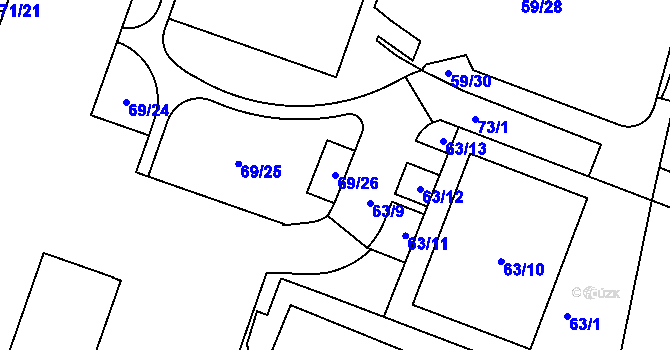 Parcela st. 69/26 v KÚ Hodkovičky, Katastrální mapa