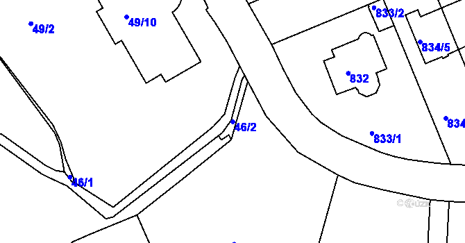 Parcela st. 46/2 v KÚ Braník, Katastrální mapa