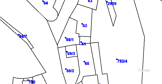 Parcela st. 61 v KÚ Braník, Katastrální mapa