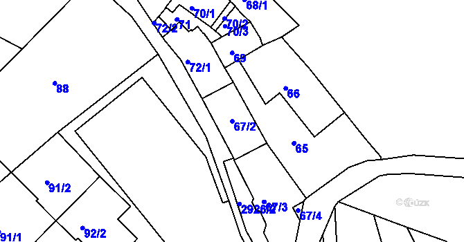 Parcela st. 67/2 v KÚ Braník, Katastrální mapa