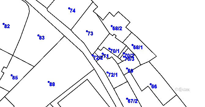 Parcela st. 71 v KÚ Braník, Katastrální mapa