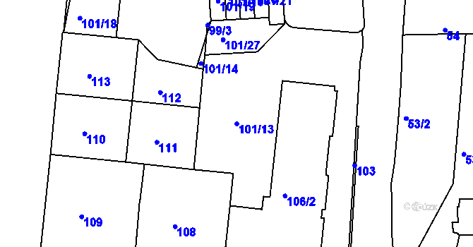 Parcela st. 101/13 v KÚ Braník, Katastrální mapa