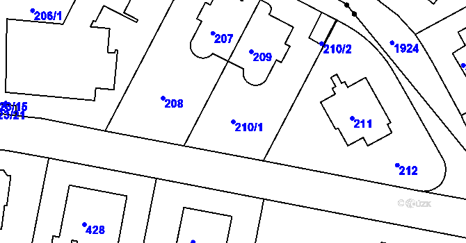 Parcela st. 210/1 v KÚ Braník, Katastrální mapa