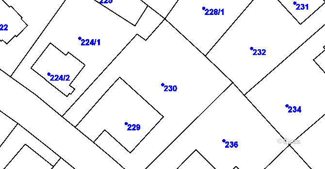 Parcela st. 230 v KÚ Braník, Katastrální mapa