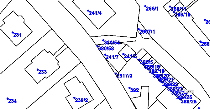 Parcela st. 241/7 v KÚ Braník, Katastrální mapa