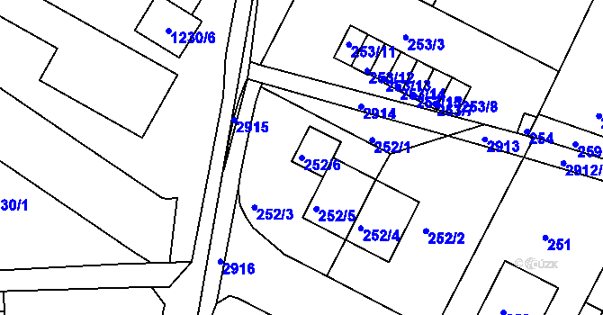 Parcela st. 252/6 v KÚ Braník, Katastrální mapa