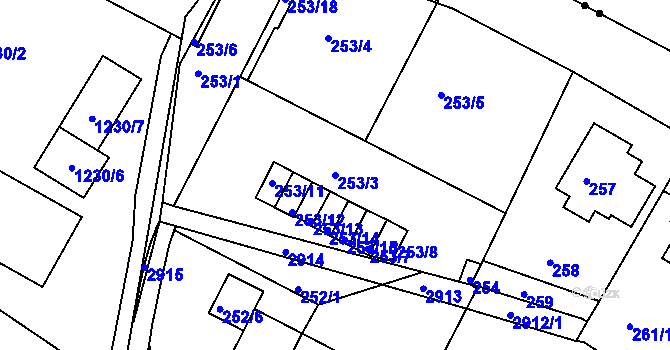 Parcela st. 253/3 v KÚ Braník, Katastrální mapa