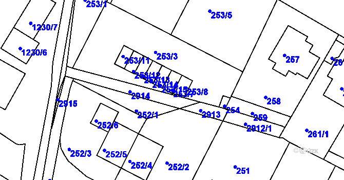 Parcela st. 253/7 v KÚ Braník, Katastrální mapa