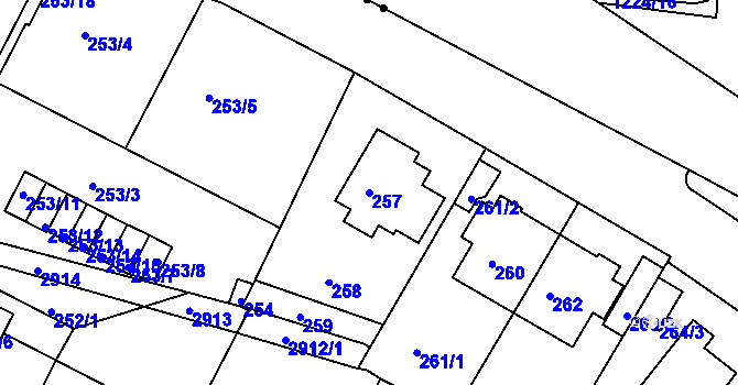 Parcela st. 257 v KÚ Braník, Katastrální mapa