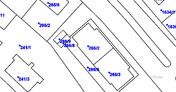 Parcela st. 266/2 v KÚ Braník, Katastrální mapa