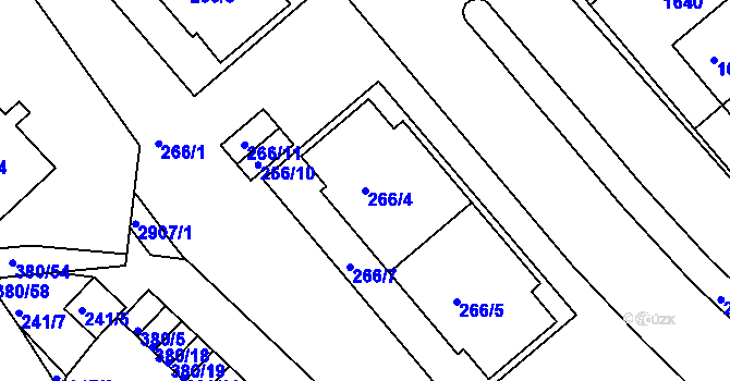 Parcela st. 266/4 v KÚ Braník, Katastrální mapa