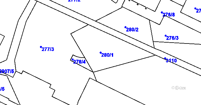 Parcela st. 280/1 v KÚ Braník, Katastrální mapa