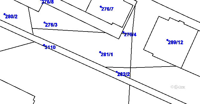 Parcela st. 281/1 v KÚ Braník, Katastrální mapa