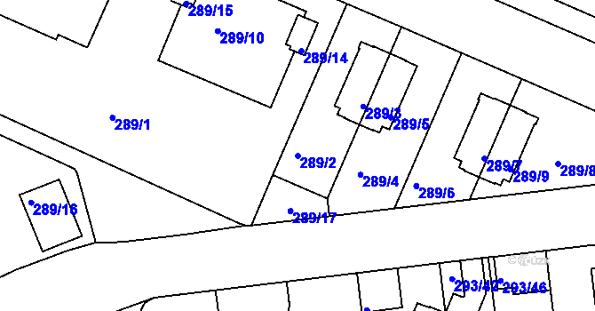 Parcela st. 289/2 v KÚ Braník, Katastrální mapa