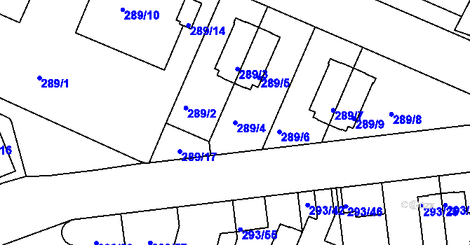 Parcela st. 289/4 v KÚ Braník, Katastrální mapa