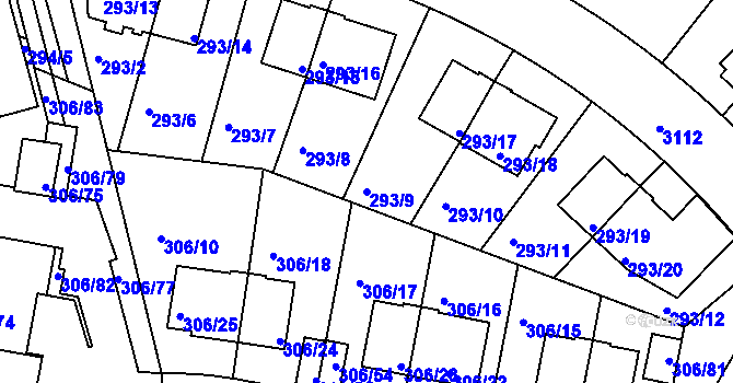 Parcela st. 293/9 v KÚ Braník, Katastrální mapa