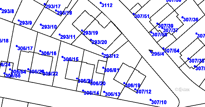 Parcela st. 293/12 v KÚ Braník, Katastrální mapa