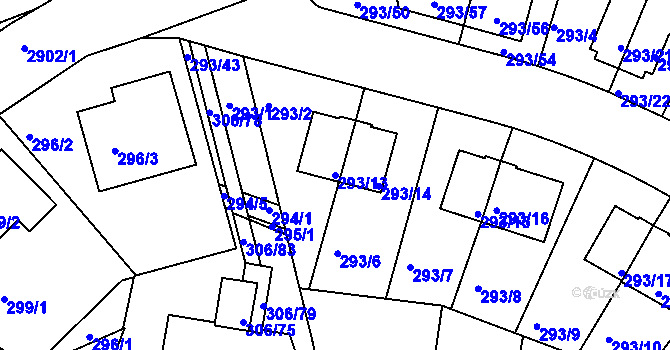 Parcela st. 293/13 v KÚ Braník, Katastrální mapa