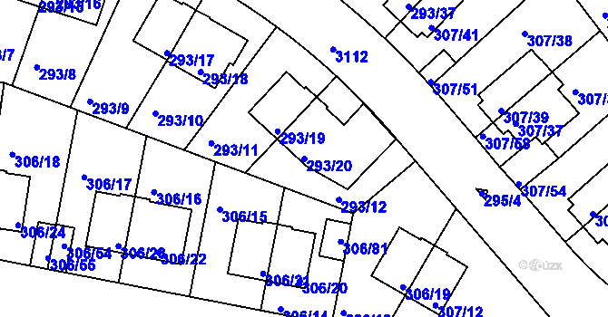 Parcela st. 293/20 v KÚ Braník, Katastrální mapa