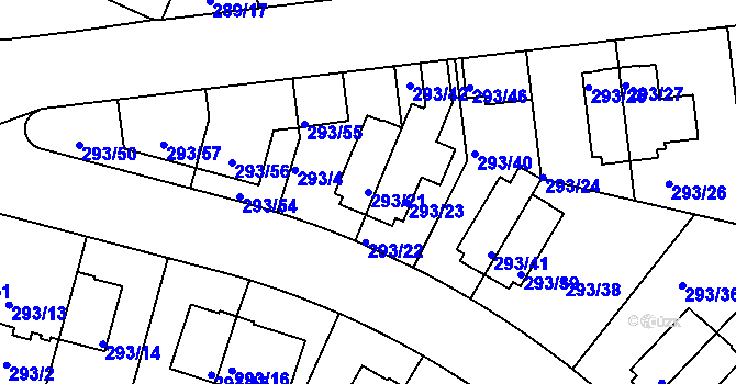 Parcela st. 293/21 v KÚ Braník, Katastrální mapa