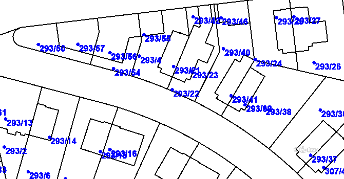 Parcela st. 293/22 v KÚ Braník, Katastrální mapa