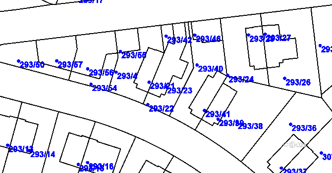Parcela st. 293/23 v KÚ Braník, Katastrální mapa